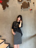 周里物/出品絨尾叢曳2025夏季新款T恤女豹紋寬松顯瘦短袖上衣 花色 炒花黑色T恤 M 曬單實(shí)拍圖