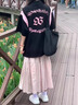 哈魯?shù)隙绦鋞恤女2025夏季設(shè)計(jì)感小眾拼接撞色polo領(lǐng)半袖上衣潮流女裝 黑拼粉 M 100-110斤） 曬單實(shí)拍圖