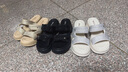 百麗（Belle）沙灘拖鞋女商場款水鉆厚底休閑一字拖B5W1DBT4 米白 37 (235mm) 曬單實拍圖