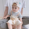 G. DUCKKIDS嬰兒夏季外出服短袖連體衣可愛(ài)寶寶超萌衣服背帶假兩件小月齡哈衣條紋-假兩件90cm 曬單實(shí)拍圖