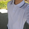 乖夫子小學(xué)生白色T恤班服短袖初高中生翻領(lǐng)POLO衫校服男女童上衣夏薄款 3302【短袖-翻領(lǐng)】黑白杠領(lǐng)-白色 150 （建議體重70-80斤） 曬單實(shí)拍圖