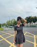 歌芭杉（GEBASHAN）品牌女裝泡泡袖收腰顯瘦法式氣質(zhì)連衣裙2025夏季新款高級(jí)感襯衫裙 灰色 M 曬單實(shí)拍圖