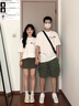 笙韻【兩件裝】情侶裝夏季結(jié)婚短袖t恤一男一女套裝團(tuán)體班服定制衣服  白色男+白色女(笑臉） M 男+女S 曬單實(shí)拍圖