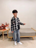 G.DUCKKIDS兒童裝男童春裝襯衫外套春秋款2025新款中大童春季男孩格子襯衣潮 黑色 160 cm 曬單實(shí)拍圖