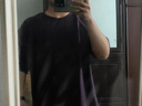 HIPANDA圓領(lǐng)短袖t恤男款2025夏季新款美式情侶純色休閑打底衫男 紫色 【官方正品】 XL 建議體重140-160斤 曬單實(shí)拍圖