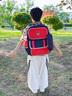 Edison小學(xué)生書包護(hù)脊護(hù)腰防下墜防潑水英倫風(fēng)兒童雙肩包2523-2紅色 曬單實(shí)拍圖