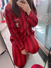 貓人情侶睡衣女春秋夏季純棉長袖長褲大紅色本命年新婚結(jié)婚家七夕禮物 甜蜜相依 【純棉材質(zhì) 吸濕透氣】 L 【女】高160-165cm重100-120斤 曬單實拍圖