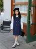 可英 GOWINBABY女童學(xué)院風(fēng)套裝連衣裙2025春秋女寶新款衣服女孩早春甜美洋氣春裝 藍色 140 cm 曬單實(shí)拍圖