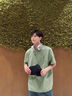 名創(chuàng)優(yōu)品（MINISO）短袖男夏季高街重磅麂皮絨t恤寬松潮流男女同款休閑上衣 豆綠 XL 曬單實(shí)拍圖