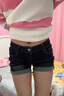 衣然呈品美式低腰牛仔短褲女夏季薄款百搭彈力緊身顯瘦包臀卷邊熱辣褲子女 藍色 M 【建議90-110斤】 曬單實(shí)拍圖