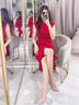 TJQ奢侈高檔品牌連衣裙女2025夏季新款百搭氣質(zhì)修身顯瘦洋氣裙子 紅色 M 【推薦90-105斤】 曬單實(shí)拍圖