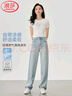 浪莎夏季天絲棉闊腿牛仔褲女100%萊賽爾2025年寬松直筒褲涼爽冰絲褲子 曬單實(shí)拍圖
