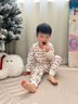 拉比兒童肩開服純棉套裝2套裝睡衣男女童25春夏新款圓領(lǐng)長袖家居套裝 肩開-統(tǒng)一色 2套裝 100 cm 曬單實(shí)拍圖