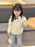 班喜迪女童毛衣針織衫春秋款2025新款洋氣秋裝寶寶開衫上衣秋季兒童衣服 米色 100 曬單實拍圖