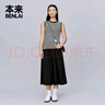 本來(lái)（benlai）女士涼感山系裙褲25夏季新款七分闊腿休閑褲子女BNS650035 黑色 M (M-L) 曬單實(shí)拍圖
