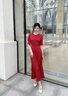 初蟬衣事新中式改良旗袍女2025新款中國(guó)紅結(jié)婚訂婚禮服魚尾連衣裙 胭脂紅 S （現(xiàn)貨） 曬單實(shí)拍圖