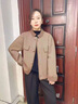 啄木鳥（TUCANO）媽媽秋裝2024新款外套洋氣上衣中老年女春秋冬季短款毛呢開衫 灰色 3XL (建議110-130斤) 曬單實(shí)拍圖