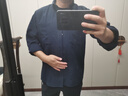 SANHEER秋季輕盈零壓力 日本提花泡泡紗面料高檔男士長袖襯衫外套 DAH396 藏青色 L /50 曬單實(shí)拍圖