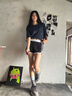 Calvin Klein內(nèi)衣【摩登引力帶】女士本命年ck家居外穿睡褲辣妹運動短褲QS5982 001-太空黑 S 曬單實拍圖