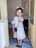 木木屋女童連衣裙夏裝2025新款夏天兒童裙子露肩公主裙小女孩夏季雪紡裙 兒童杏色連衣裙 120 建議5~6歲【110-120】 曬單實(shí)拍圖