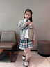 G.DUCKKIDS女童jk制服裙子兒童秋裝小學生春秋款學院風洋氣格子百褶裙三件套 灰色三件套【毛衣+襯衫+裙子】 150 cm 曬單實拍圖