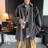 保威特犀牛（POVOTE）特價撿漏春秋季燈芯絨長袖襯衫男士上衣2025 K54深灰色 2XL 曬單實拍圖