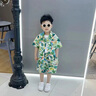 G.DUCKKIDS小黃鴨男童套裝夏季帥氣男寶寶衣服兒童夏裝中小童薄款花襯衫三件 襯衫-短褲兩件套 100 cm 曬單實拍圖