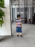 迪士尼（Disney）哪吒衣服男童無袖套裝夏季條紋背心2025新款帥氣男寶寶夏款兩件套 灰色 亮燈 120 cm(建議105-115cm 4-6周歲) 曬單實拍圖