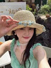 JIOESC薄荷曼草帽子女大帽檐遮陽(yáng)帽漁夫帽可折疊海邊度假夏季防曬太陽(yáng)帽 米白色 帽圍56-58cm 曬單實(shí)拍圖