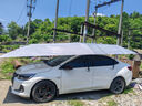 邁牛全自動(dòng)汽車遮陽(yáng)傘防曬隔熱車衣車罩 suv移動(dòng)車棚遙控折疊車頂用篷 5.2米全自動(dòng)銀色+戶外支架 曬單實(shí)拍圖