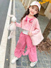 迪士尼（Disney）童裝女童套裝春秋2025新款兒童衣服女孩立體蝴蝶結工裝褲時尚氣質 粉色 90 建議1~2歲（80-90cm） 曬單實拍圖