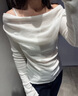 UR2025春季新款女裝魅力氛圍感修身露肩長袖針織衫UWG950022 本白 M 曬單實(shí)拍圖