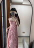 瑜尚臻品法式碎花連衣裙女顯瘦設計感荷葉邊吊帶連衣裙不規則收腰開(kāi)叉 L 曬單實(shí)拍圖