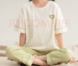 貓人女士睡衣女純棉透氣夏季短袖長(zhǎng)褲2025年新款可外穿女生家居服套裝 19-米白色【100%純棉 抗菌防螨】 M 【建議體重80-100斤】 曬單實(shí)拍圖