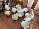 鳳陶凰（FENG TAO  HUANG）汝窯開(kāi)片陶瓷功夫茶具套裝家用高端側把泡茶壺茶杯蓋碗景德鎮禮盒 菩提蓮心 禮盒裝 曬單實(shí)拍圖