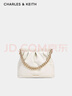 CHARLES&KEITH鏈條單肩腋下托特包流浪包包女包女友生日禮物CK2-20671559 White白色 M 曬單實(shí)拍圖