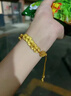 中國黃金（CHINA GOLD）黃金手鏈女款足金五路財神半鐲手繩七夕情人節(jié)生日禮物送老婆媽媽 五財神半鐲手鐲+品牌禮盒 2.35g 曬單實拍圖