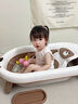 雅親嬰兒洗澡盆新生兒可折疊大號浴桶坐躺托幼兒兒童用品家用寶寶浴盆 溫暖棕+小熊浴架-贈洗浴禮包 曬單實(shí)拍圖
