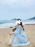 妍莉芬（yanlifen）海邊度假風(fēng)連衣裙女夏季2025年新款甜美溫柔法式氣質(zhì)露肩沙灘裙子 天藍色【版】 L 曬單實(shí)拍圖