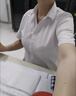 超媛（CHAOLUASO） 短袖襯衫女夏季白襯衫OL職業(yè)裝修身商務(wù)正裝面試工作服裝打底襯 白色方（暗扣） L (37) 【96~105斤】 曬單實(shí)拍圖