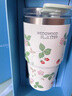 WEDGWOOD不銹鋼保溫杯高顏值咖啡杯便攜水杯陶瓷涂層茶杯保冷保熱隨行杯 野草莓吸管杯592ml 曬單實(shí)拍圖