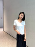 NOME寬松V領(lǐng)正肩短袖T恤女夏季設(shè)計(jì)感褶皺收腰顯瘦洋氣上衣女白色 2XL 曬單實(shí)拍圖