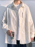 YOOOURTHING巴洛克長袖襯衫男春秋夏百搭印花大碼休閑外套高級感白襯衣服男裝 白色 XL (建議115-140斤) 曬單實(shí)拍圖