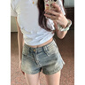 OTST小個(gè)子牛仔短褲女夏季2025新款高腰顯瘦韓系chic辣妹a字大碼熱褲 藍色  S 建議 85-100斤 曬單實(shí)拍圖