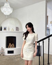 歌芭杉（GEBASHAN）品牌女裝新品小香風(fēng)連衣裙女裝2025夏季新款氣質(zhì)收腰設計感裙子女 米白色 S 曬單實(shí)拍圖