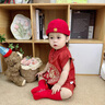 G.DUCKKIDS小黃鴨寶寶周歲禮服夏季紅色短袖百日宴嬰兒衣服夏季薄款0-6個(gè)月 紅色喜慶抓周服 66cm 66碼0-3月建議寶寶4-6公斤 曬單實(shí)拍圖