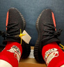 阿迪達斯Yeezy350黑粉椰子夏日透氣青少年學生運動休閑鞋 36 曬單實拍圖