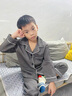 G.DUCKKIDS男童睡衣春秋冬款2025新款中大兒童三層空氣棉家居服套裝大男孩潮 灰色 120 cm 曬單實(shí)拍圖