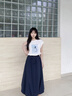 香影藏青色a字高腰半身裙女2025夏季新款傘裙垂感氣質(zhì)通勤中長裙 藏青 S 155/80A/85-95斤 曬單實(shí)拍圖