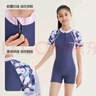 李寧（LI-NING）青少年泳衣女童舒適運(yùn)動沖浪服連體五分專業(yè)訓(xùn)練泳裝0341灰藍(lán)170 曬單實拍圖